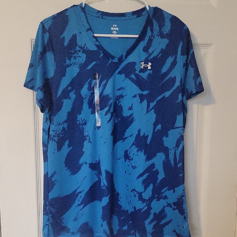 Under Armour Blue Abstract V-Neck Tee